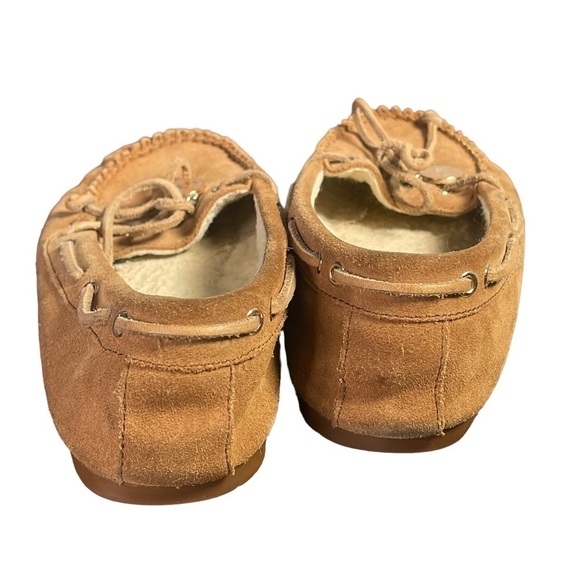 Coach Antonia Suede Shearling Tan Slip On Moccasin Slippers Sz 7.5 B - Picture 3 of 13